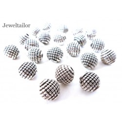 10 Antique Silver Plated Rare Embossed Round Beads 10mm ~ For Stylish Jewellery Making 